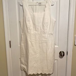 J. Crew Factory White Scalloped Sheath Dress